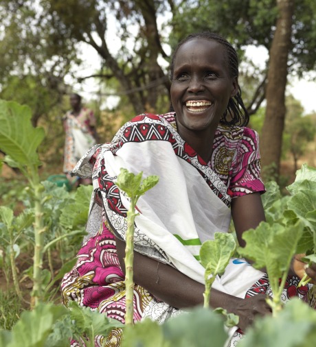 Rosina Chenangat, 38, is the leader of the kitchen garden which is an initiative of the Mother-to-Mother support group in Kapkitony Village in West Pokot, Kenya.