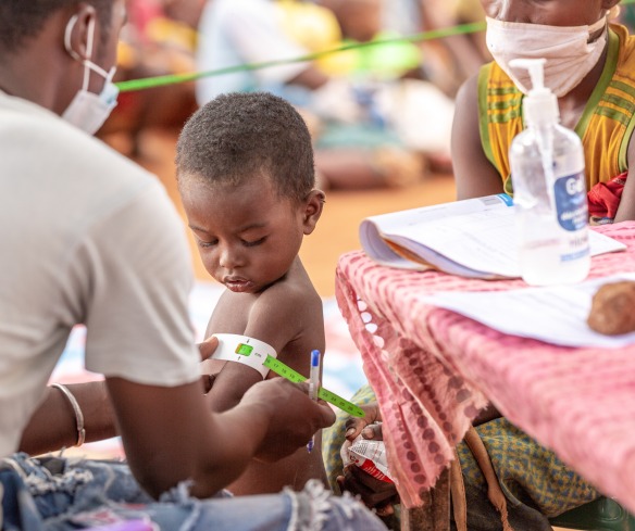 A child is screened for malnutrition in Madagascar.