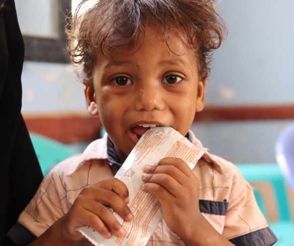 Watheek and his family were displaced by the violence in Yemen. He is recovering from malnutrition with support from Action Against Hunger.