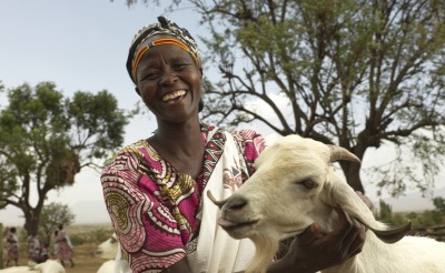Rosalyne Chepochkok, 35 rears goats in Kapkitony, West Pokot County, Kenya with the help of an Action Against Hunger loan.
