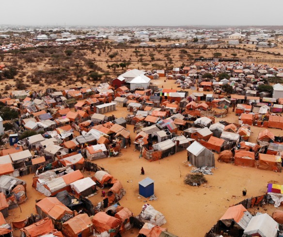 An aerial view of the crowded Kahda Displacement Camp