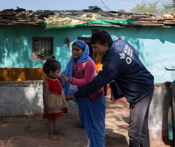 Balram goes door to door in his community, checking up on the health and nutrition of children and families.