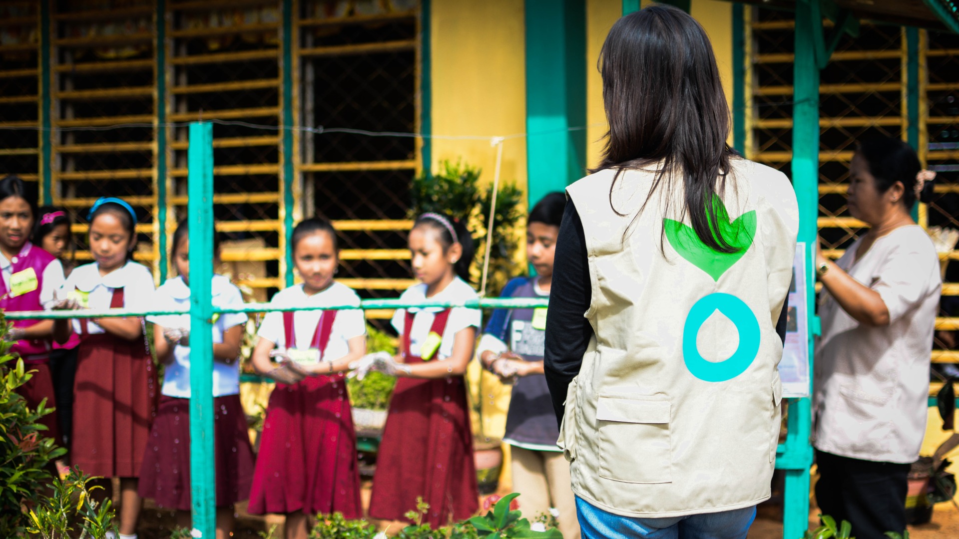 Action Against Hunger teaches school children about the importance of washing their hands and other healthy hygiene habits.